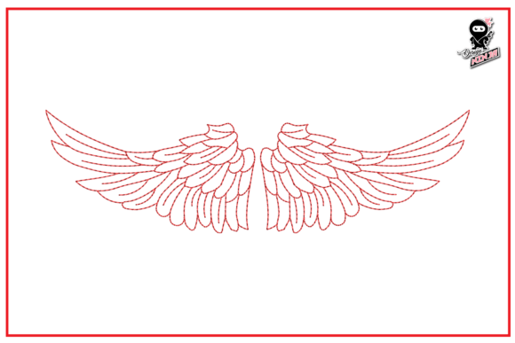 Angel Wings Redwork Embroidery