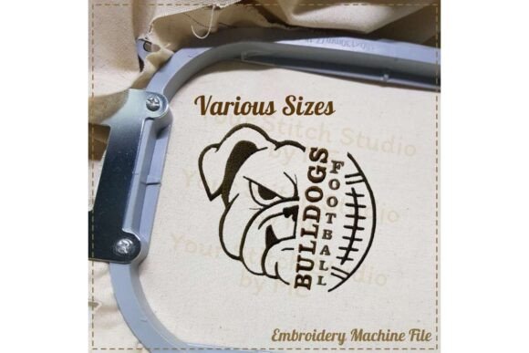 Bulldog Football Embroidery Design