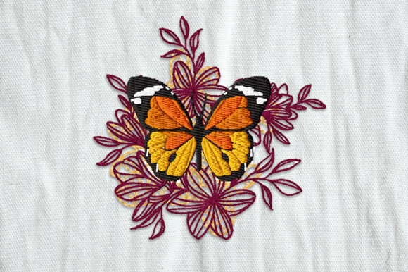 Butterfly Patch Embroidery with Floral