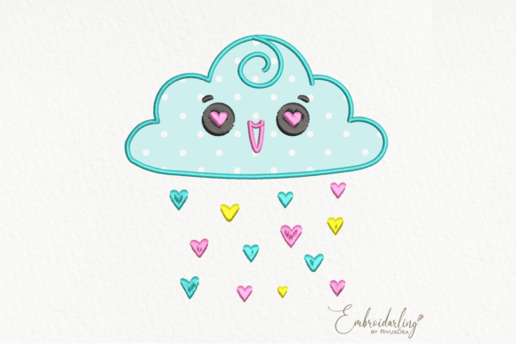 Cloud Embroidery Applique Design File