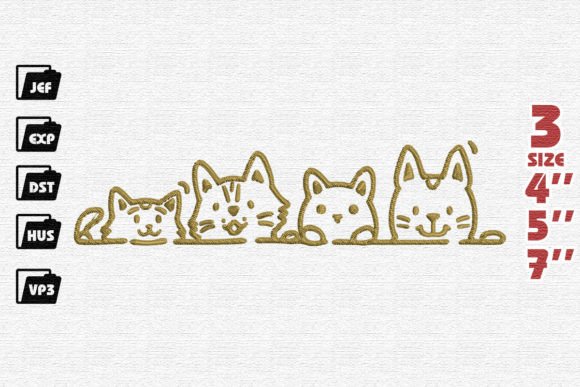 Cute Cats Peeking Embroidery