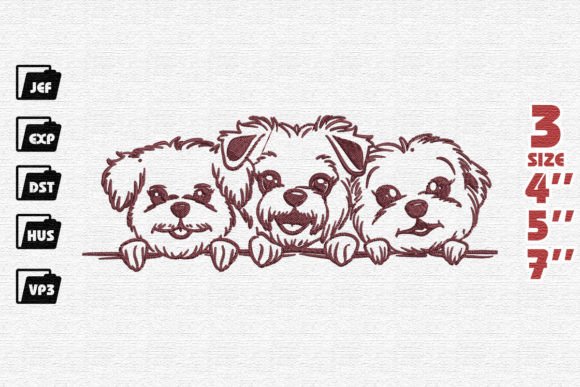 Cute Dogs Peeking Embroidery