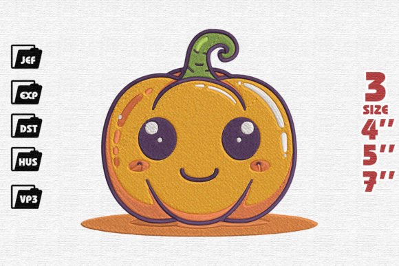 Cute Halloween Pumpkin Embroidery