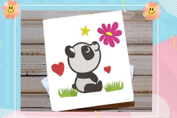 Cute Panda Embroidery Design