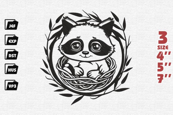 Cute Raccoon Embroidery