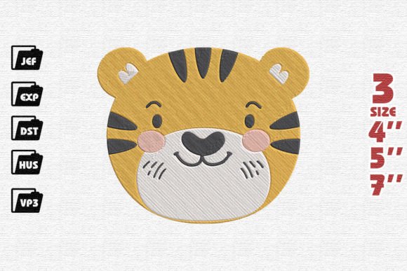 Cute Tiger Face Embroidery