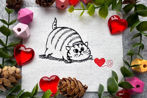 Fat Cat Machine Embroidery Design