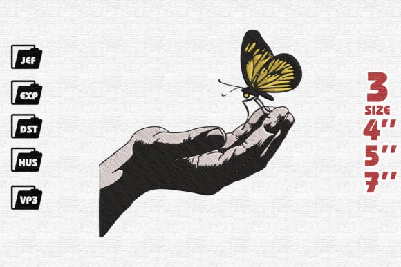 Hand Holding a Butterfly Embroidery