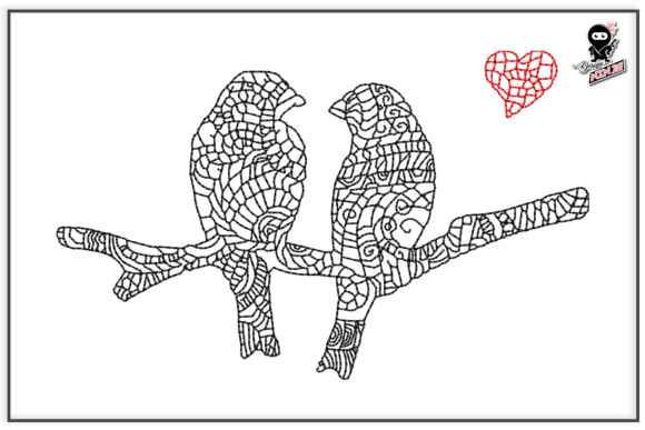 Mandala Love Birds Embroidery, Valentine