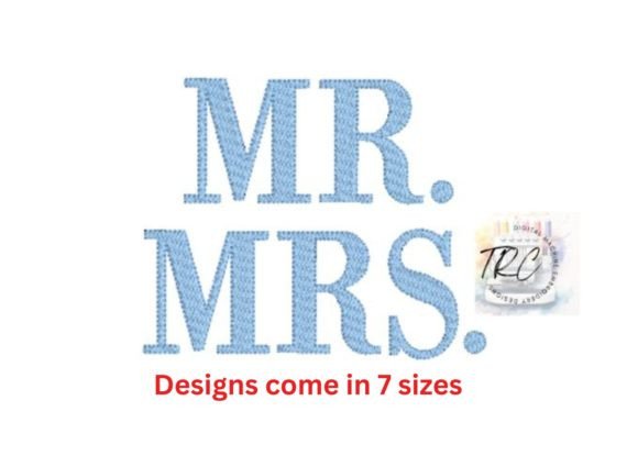 MR and MRS Embroidery Design Fill Stitch