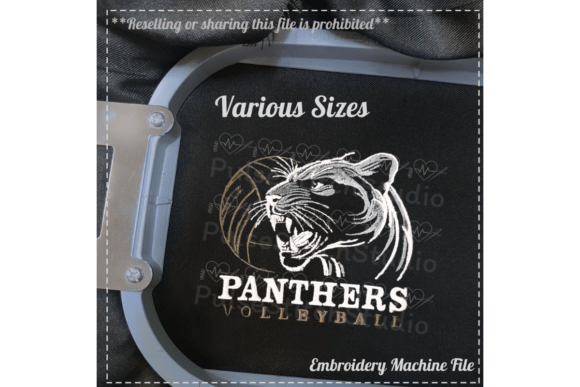 Panther Volleyball Embroidery Design