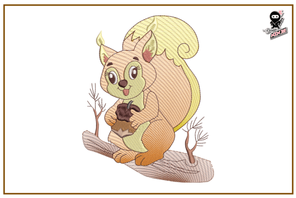 Squirrel Light Stitch Embroidery