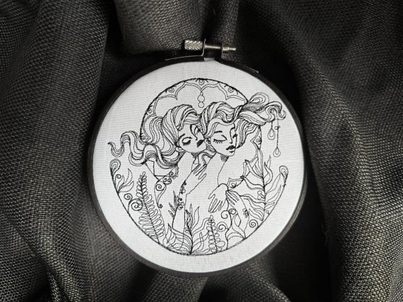 Two Sisters Machine Embroidery Design